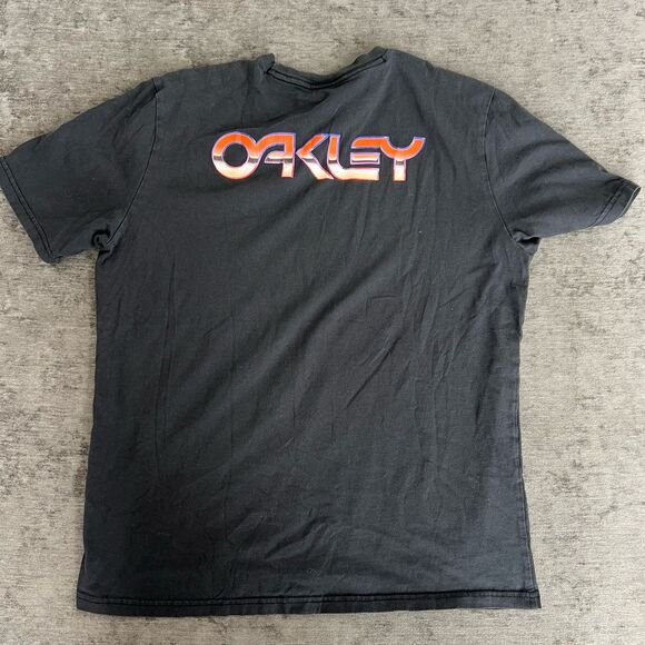 Oakley mens graphic tee black metalic white and orange size m Y2K 90’s - Picture 5 of 7